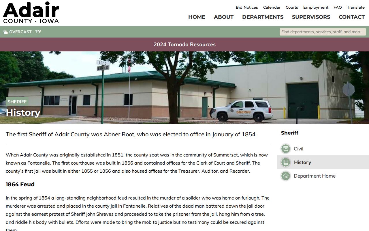 Adair County Public Safety Center history for bench warrant service planning