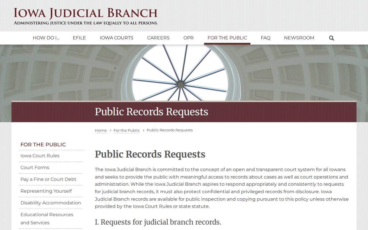 Iowa court records request guidance for Adair County