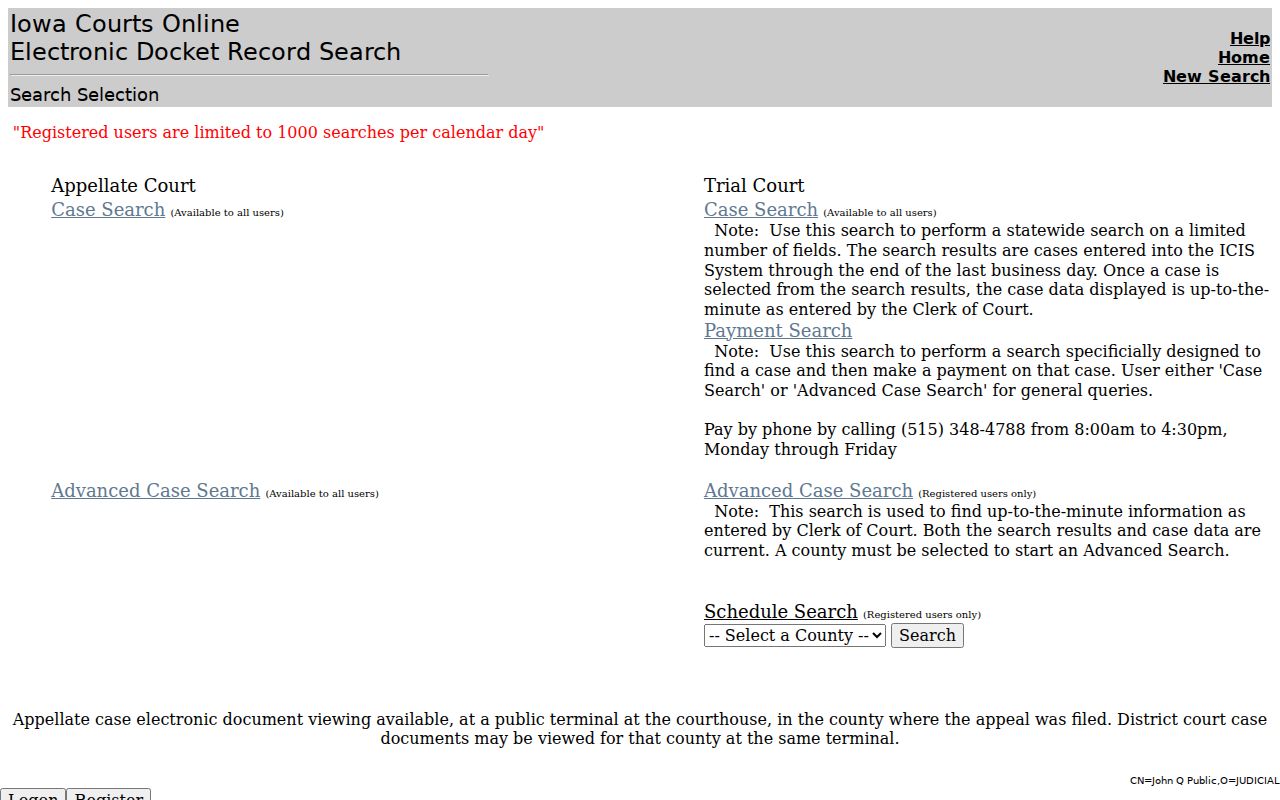 Iowa court search options for Adair County warrant records